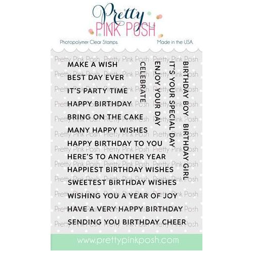 Pretty Pink Posh Sentiment Strips Birthday Clear Stamps
