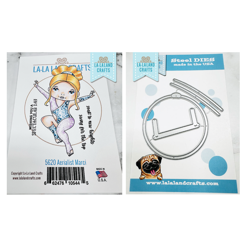 La-La Land Crafts Aerialist Marci Cling Stamp and Hoop and Swing Die Set