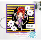 La-La Land Crafts Aerialist Marci Cling Stamp and Hoop and Swing Die Set flowers