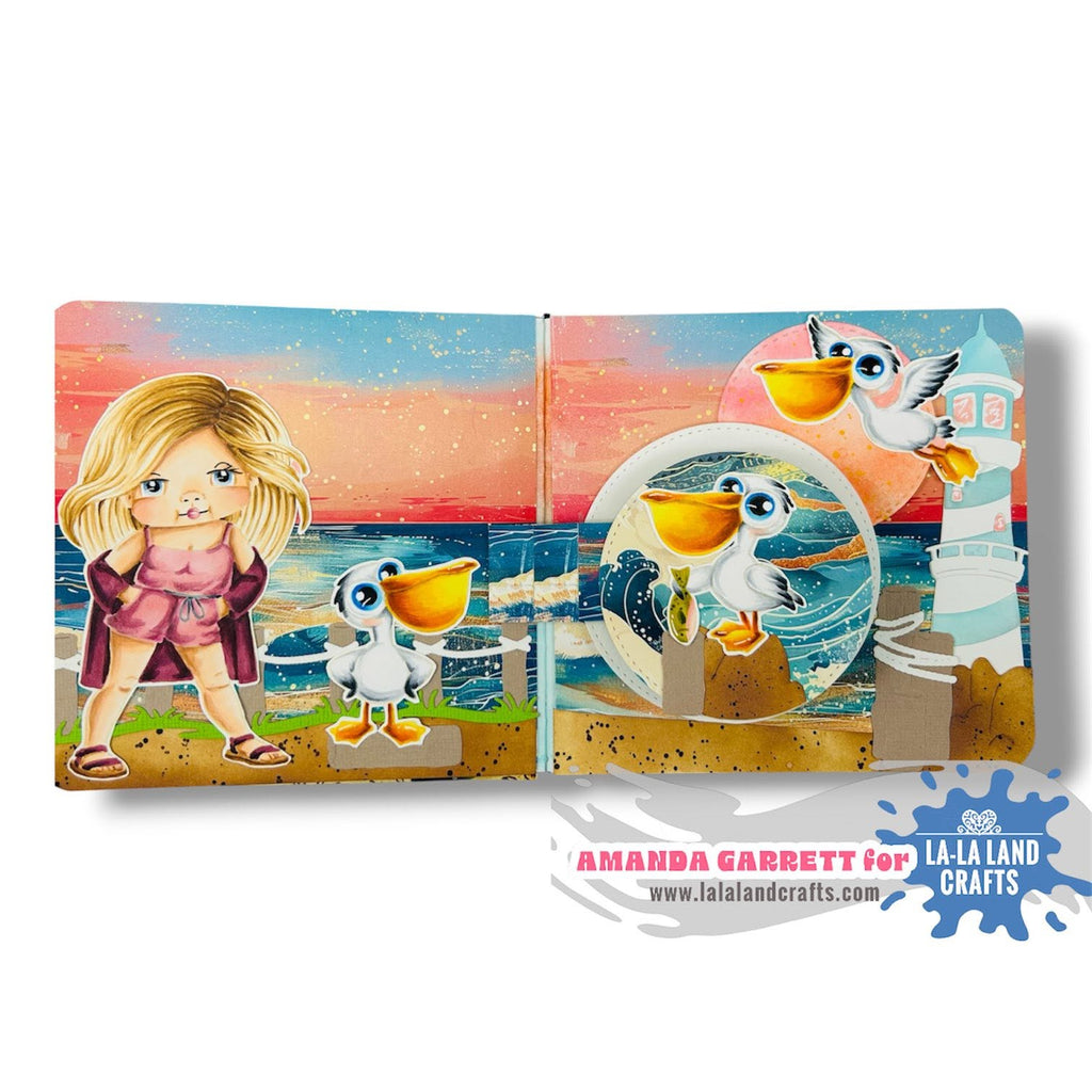 La-La Land Crafts Beach Pilings Border Dies 9015 seagulls card