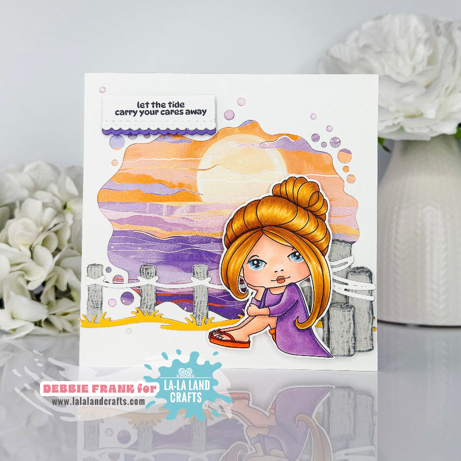 La-La Land Crafts Beach Pilings Border Dies 9015 sunset card
