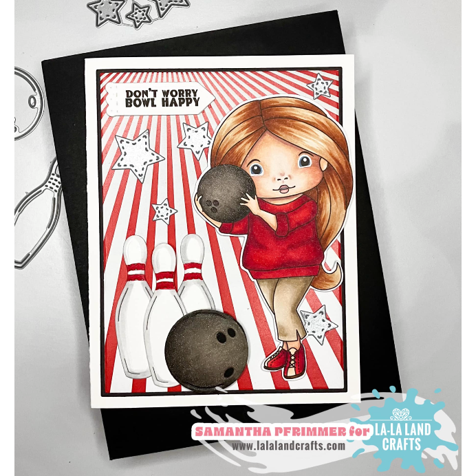 La-La Land Crafts Bowling Marci Cling Stamp 5622 be happy