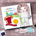 La-La Land Crafts Bunny Slippers Marci Cling Stamp 4234 breakfast