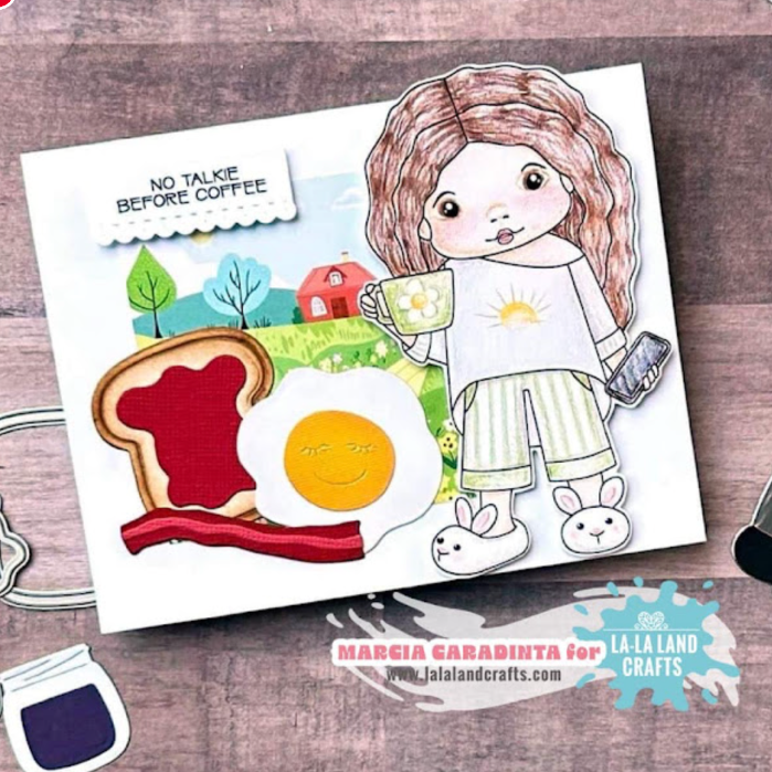 La-La Land Crafts Bunny Slippers Marci Cling Stamp 4234 breakfast
