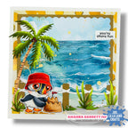 La-La Land Crafts By The Sea 6x6 inch Paper Pad dp055 penguin sandcastle card