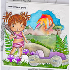 La-La Land Crafts Cave Girl Marci Cling Stamp 5536 volcano