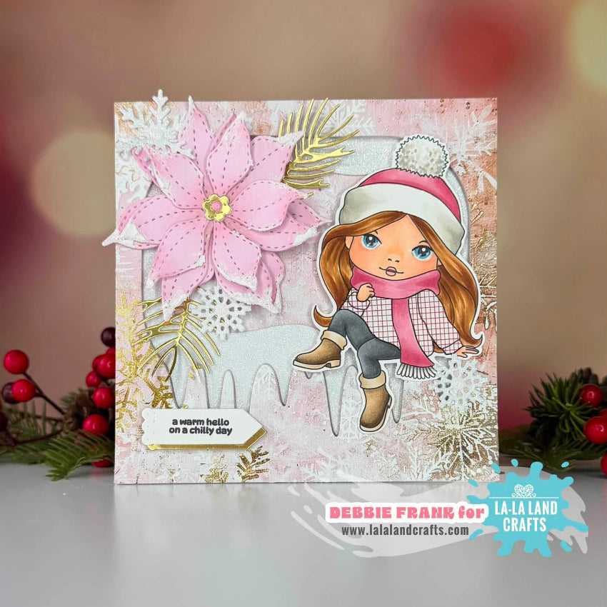 La-La Land Crafts Christmas Mix 6x6 inch Paper Pack dp059 pink poinsettia card