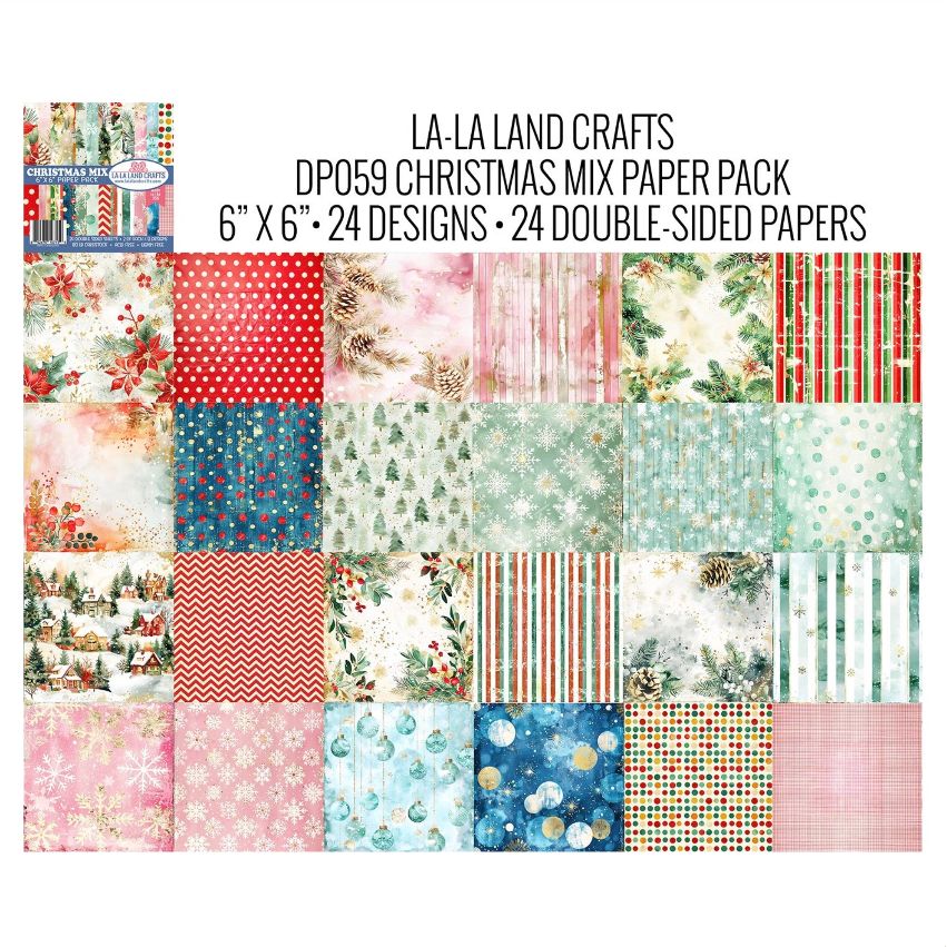 La-La Land Crafts Christmas Mix 6x6 inch Paper Pack dp059 square images of papers