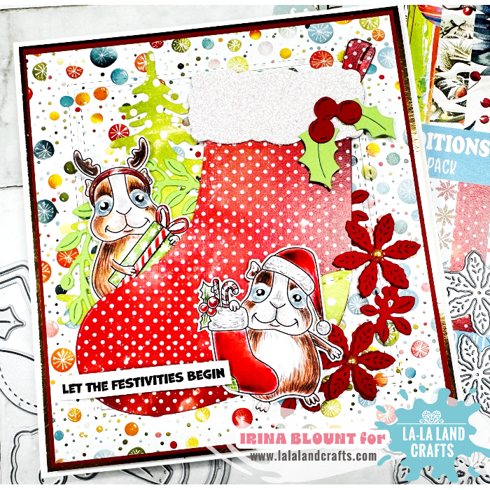 La-La Land Crafts Christmas Stocking Dies 8898 poinsettias