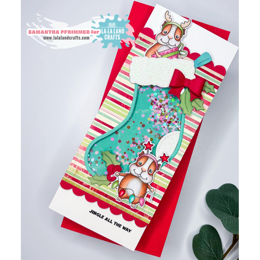 La-La Land Crafts Christmas Stocking Dies 8898 shaker card