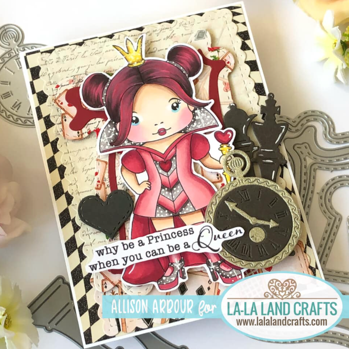 La-La Land Crafts Cling Stamps Queen of Hearts Marci 5523 gold crown