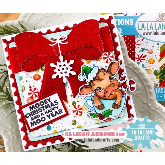 La-La Land Crafts Cowbells Ring Clear Stamps cl177 red bow