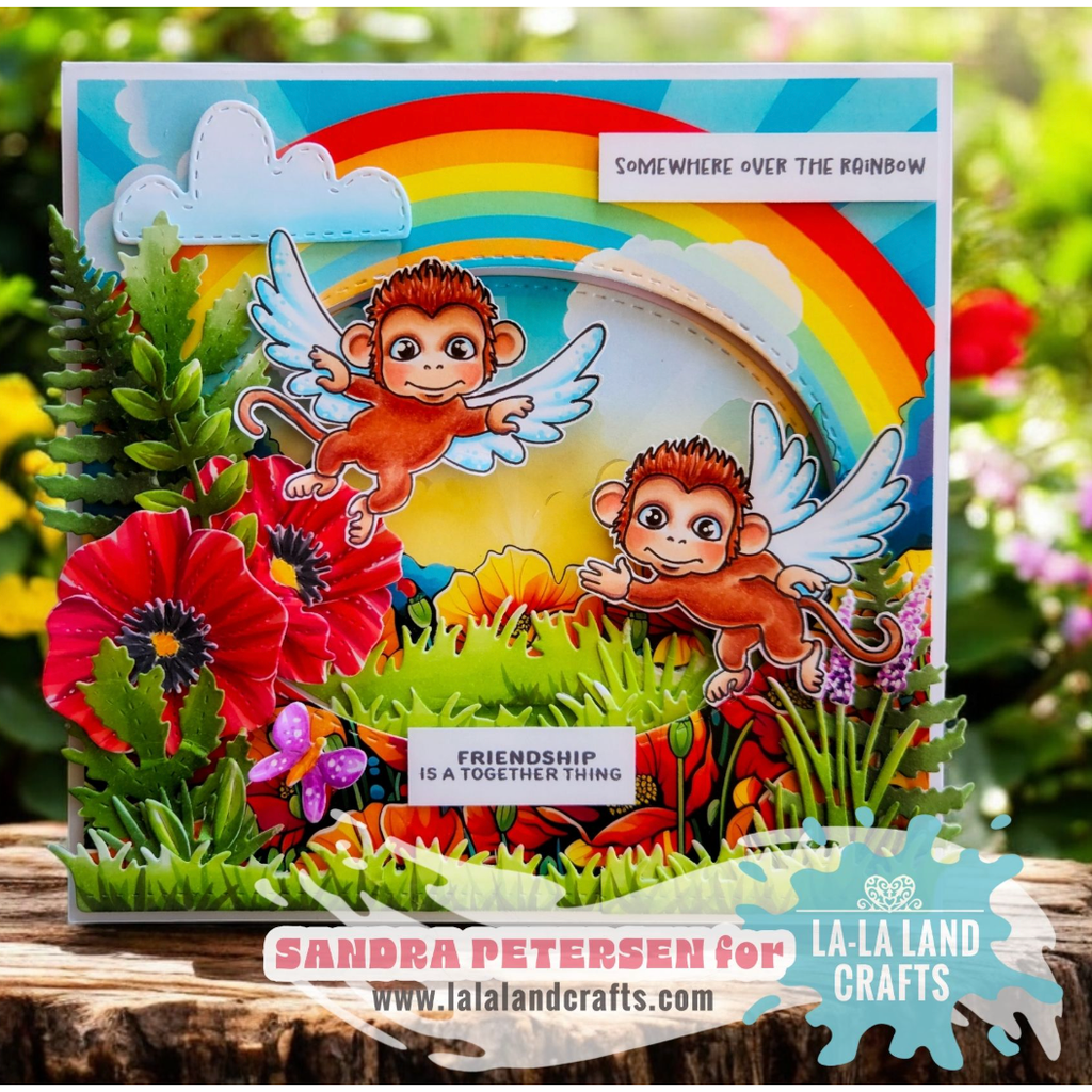 La-La Land Crafts Flying Monkeys Clear Stamps cl143 rainbow