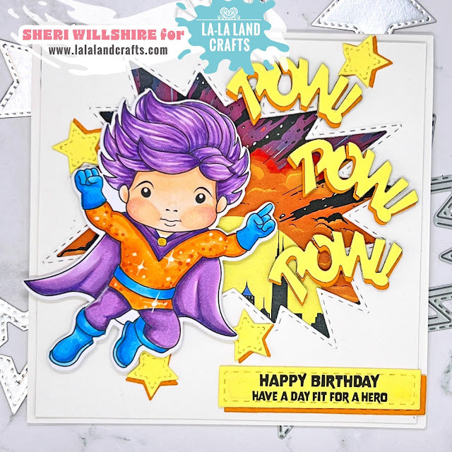 La-La Land Crafts Flying Superhero Luka and Marci Cling Stamp Set birthday