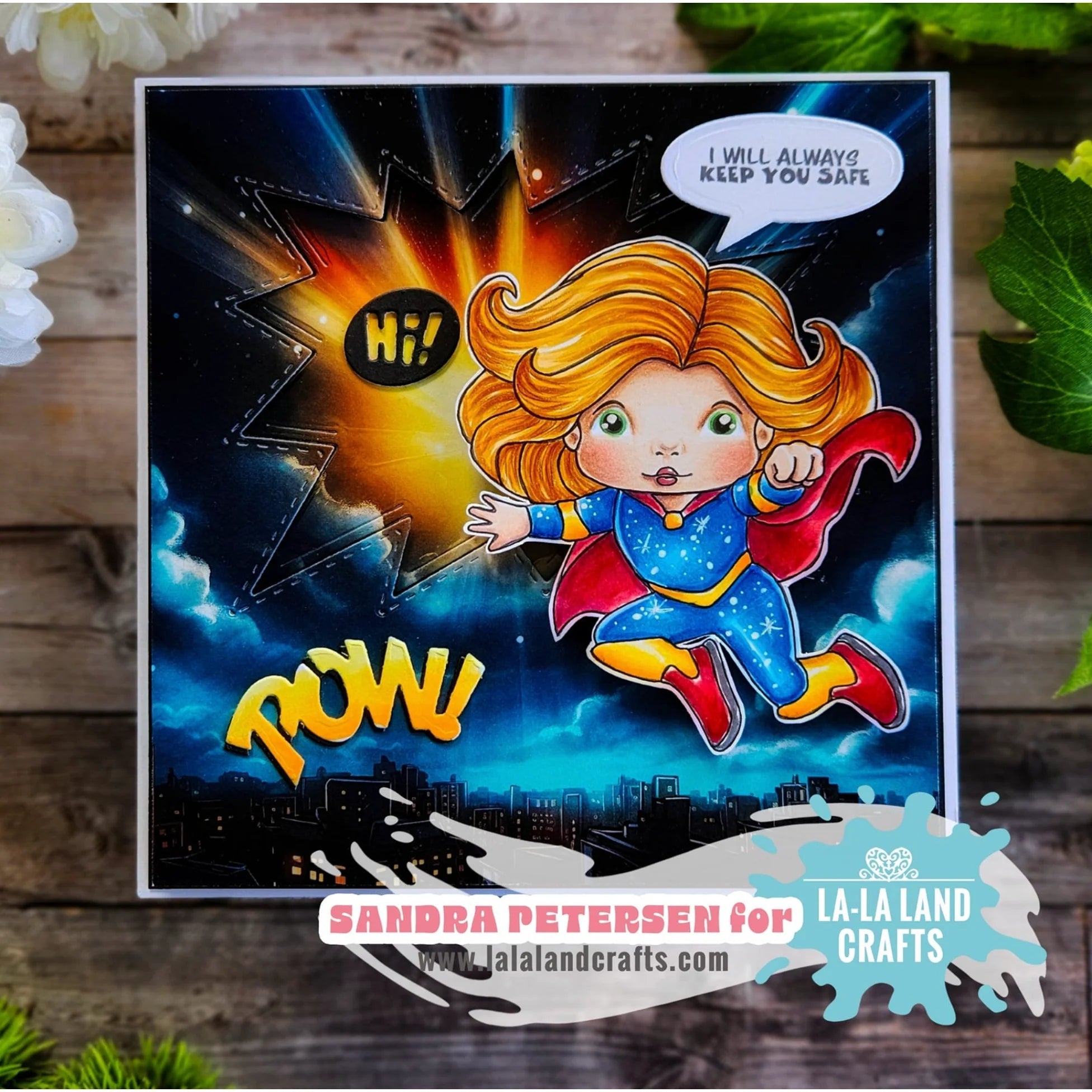 La-La Land Crafts Flying Superhero Luka and Marci Cling Stamp Set nightsky