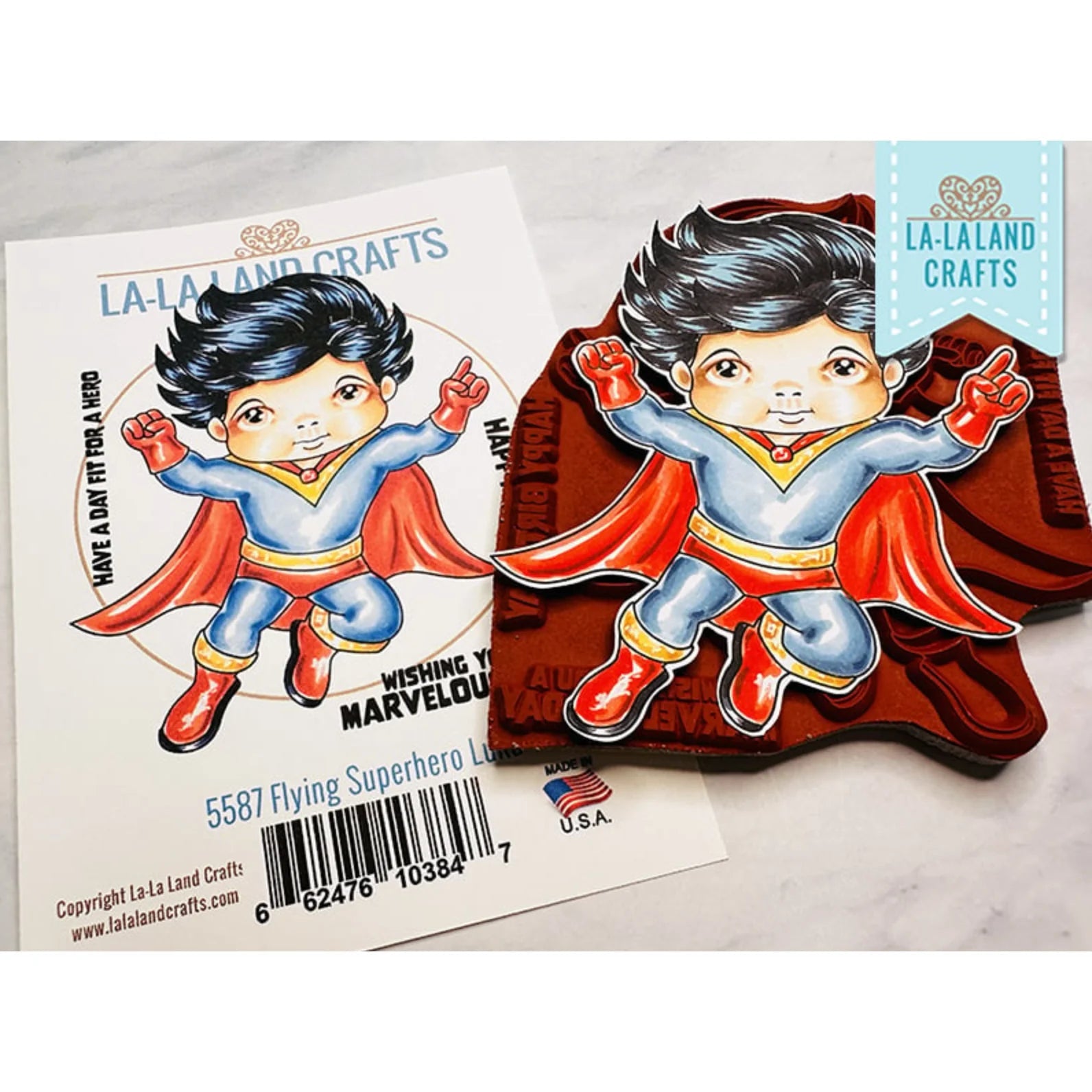 La-La Land Crafts Flying Superhero Luka and Marci Cling Stamp Set superhero