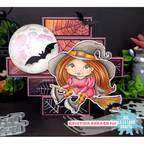 La-La Land Crafts Flying Witch Marci Cling Stamp 5605 bats