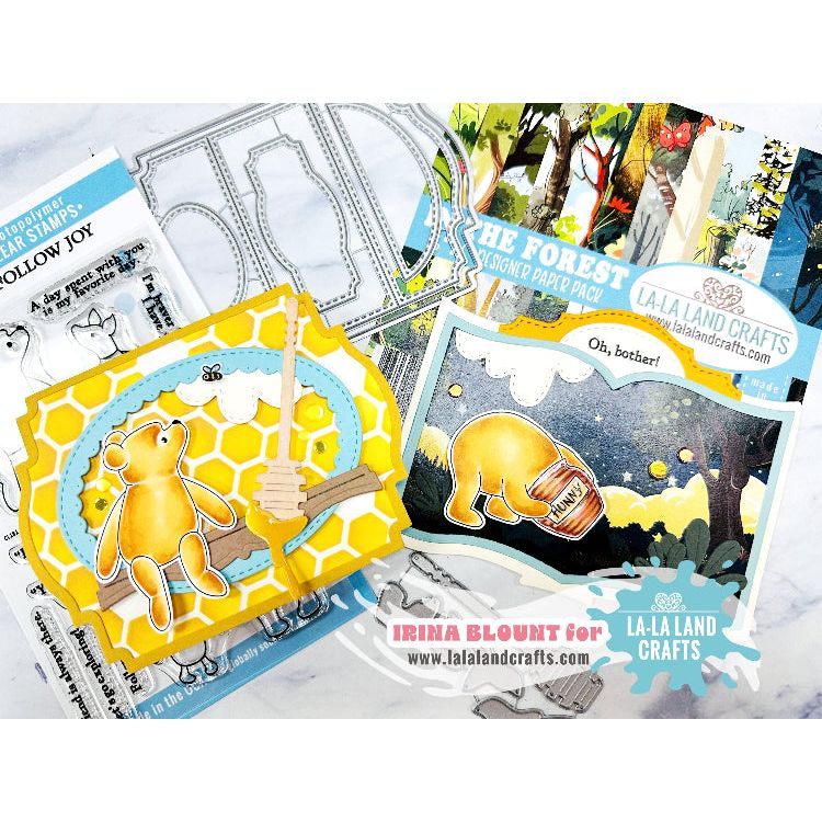 La-La Land Crafts Follow Joy Clear Stamp and Tree Log Die Set yellow