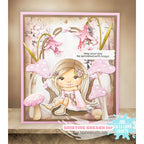 La-La Land Crafts Forest Sprite Marci Rubber Stamp 5636 pink mushrooms