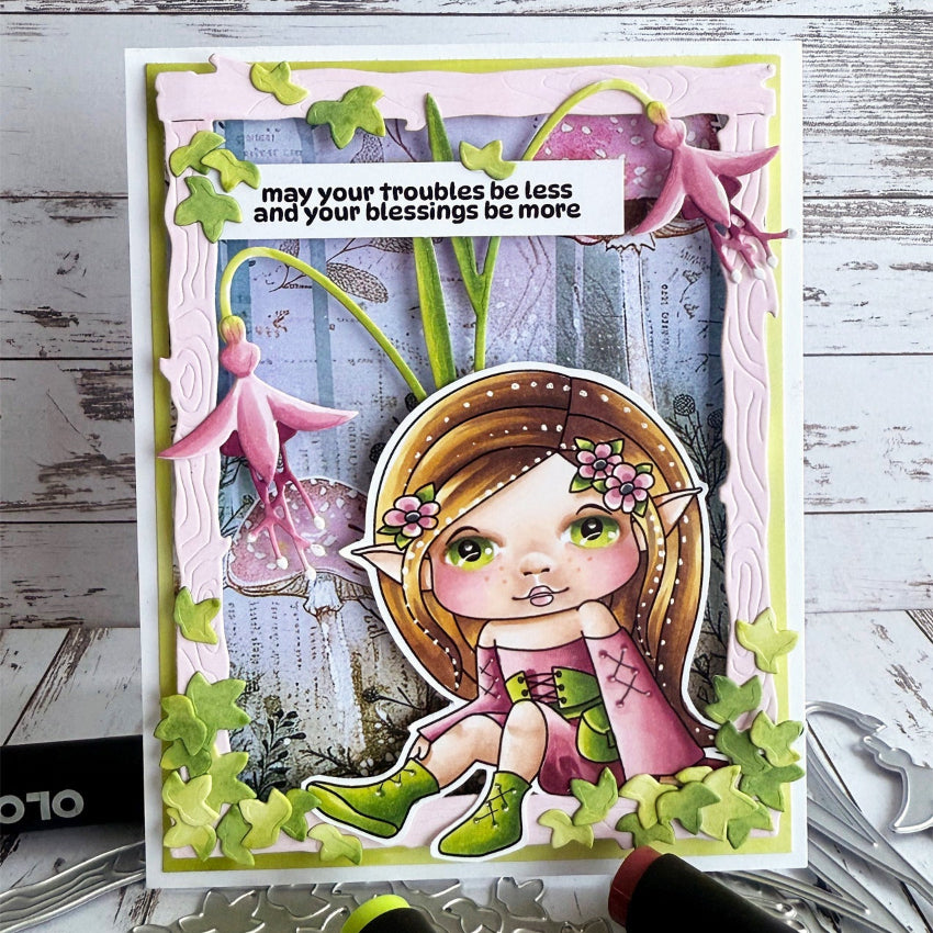 La-La Land Crafts Fuchsia Flowers Dies 8995 green eyed elf
