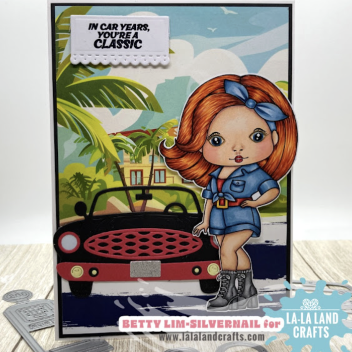 La-La Land Crafts Girl Power Marci Cling Stamp 5609 blue bow
