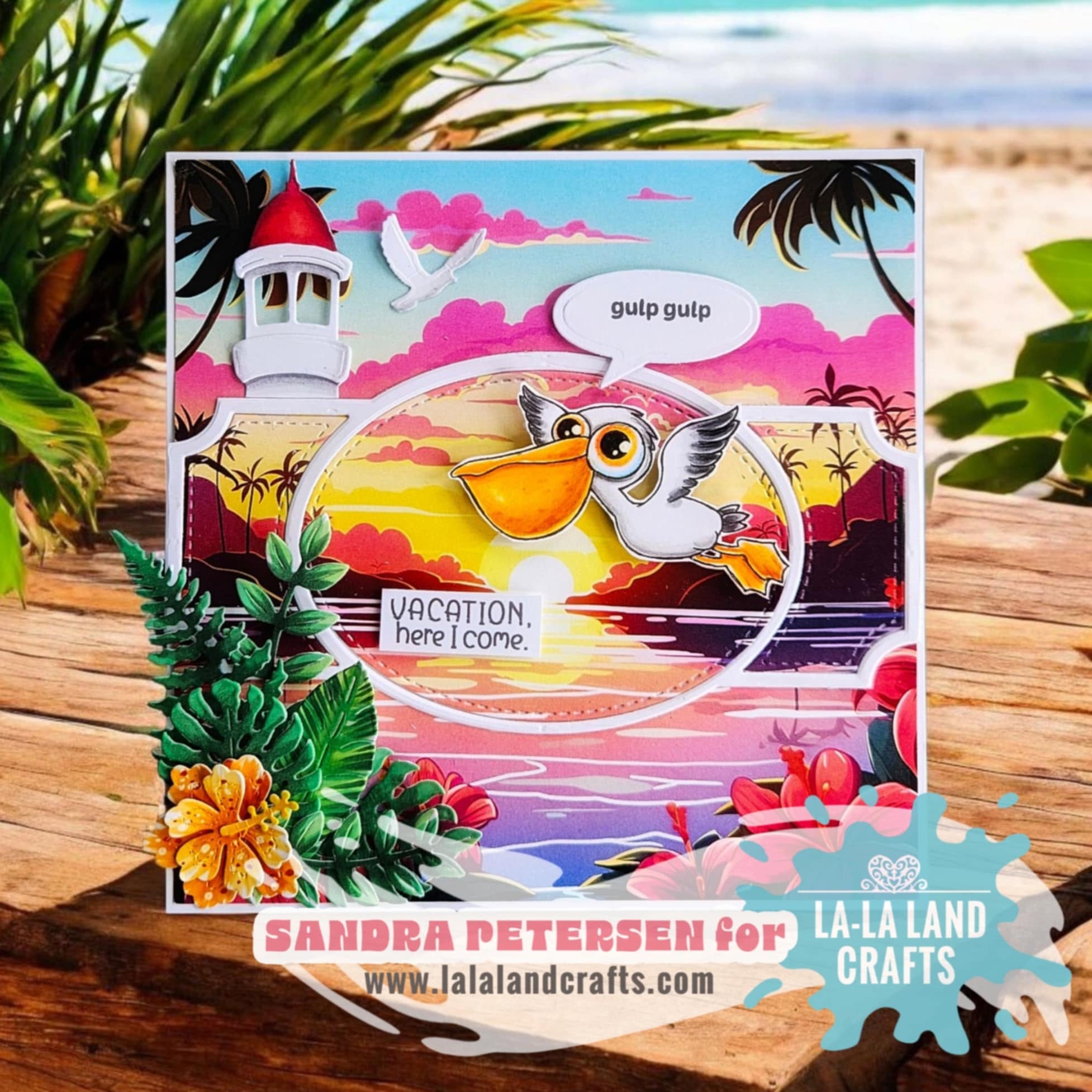 La-La Land Crafts Gulp Gulp Clear Stamps cl194 beautiful sunset vacation card