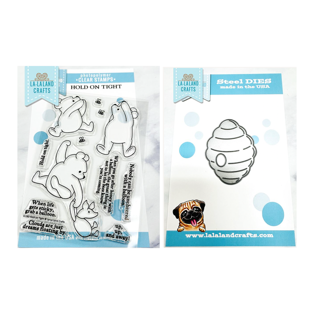 La-La Land Crafts Hold On Tight Clear Stamp and Beehive Die Set