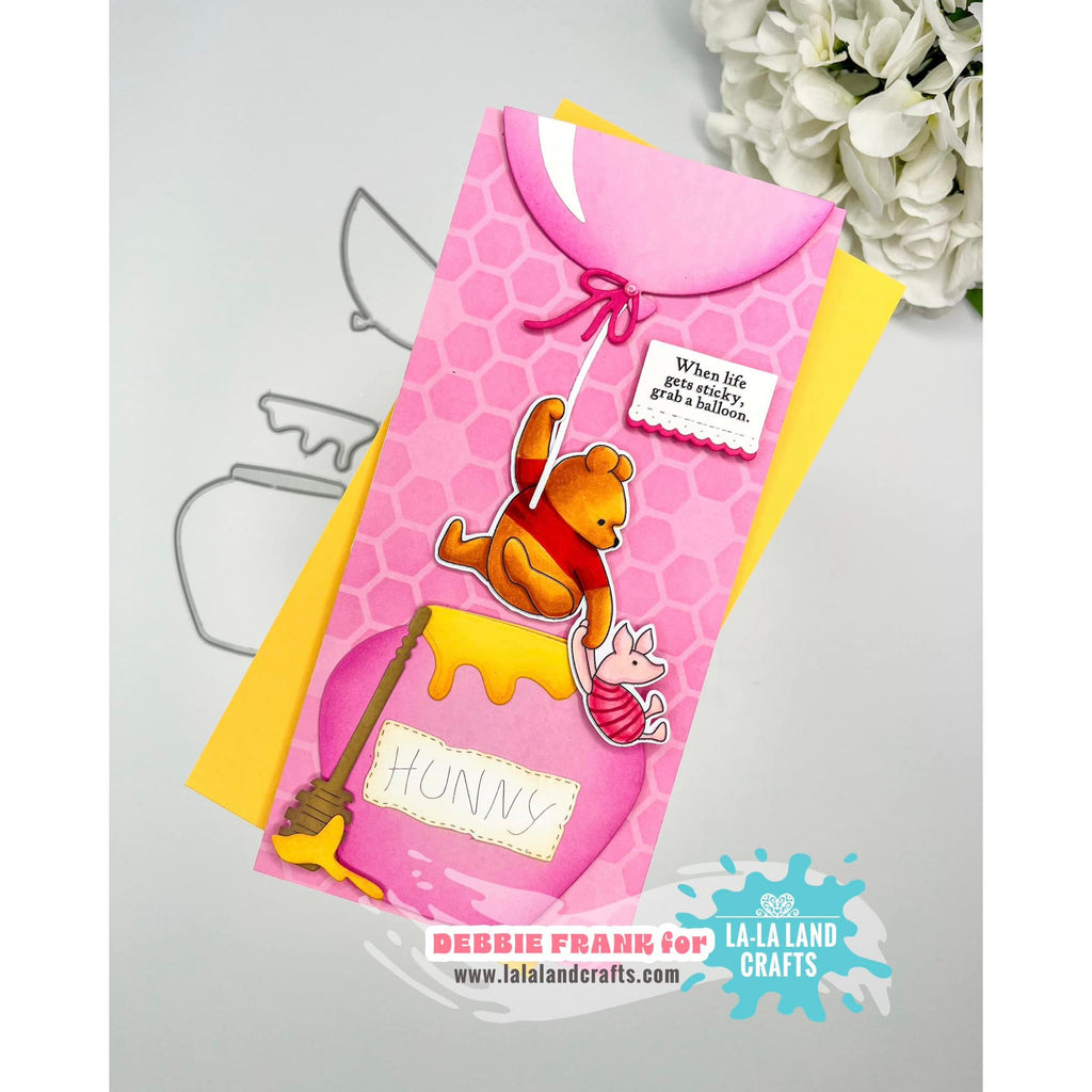 La-La Land Crafts Hold On Tight Clear Stamps and Partial Balloon Die Set pink