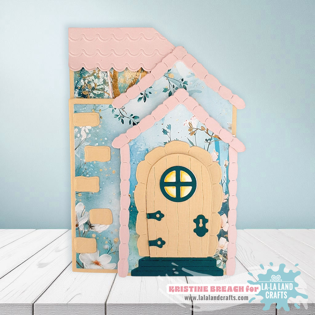La-La Land Crafts House Base and Cottage Add-On Die Set pink roof