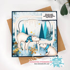La-La Land Crafts Icicles Frames Dies 9023 polar bears wearing scarves card