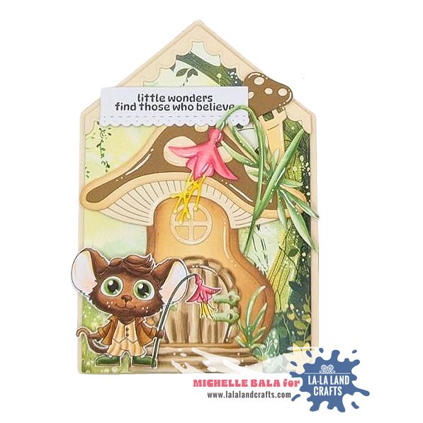 La-La Land Crafts Little Wonders Clear Stamp and Die Set brown mushroom