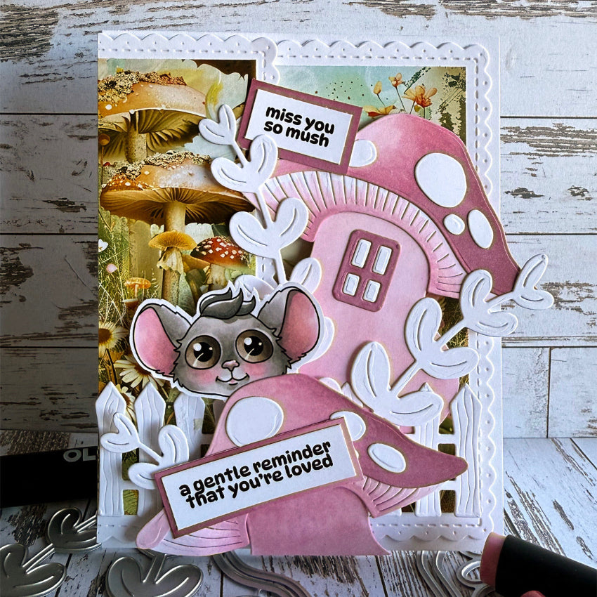 La-La Land Crafts Little Wonders Clear Stamps cl206 pink mushrooms