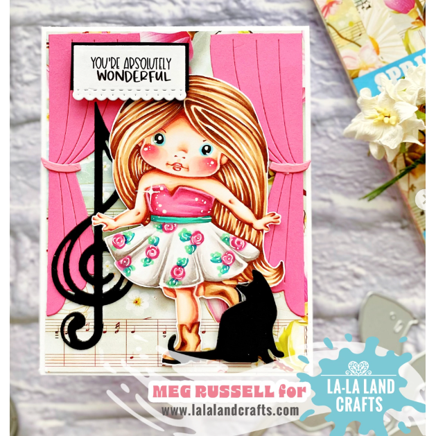 La-La Land Crafts Marci in Boots Rubber Cling Stamp 5590 rose skirt