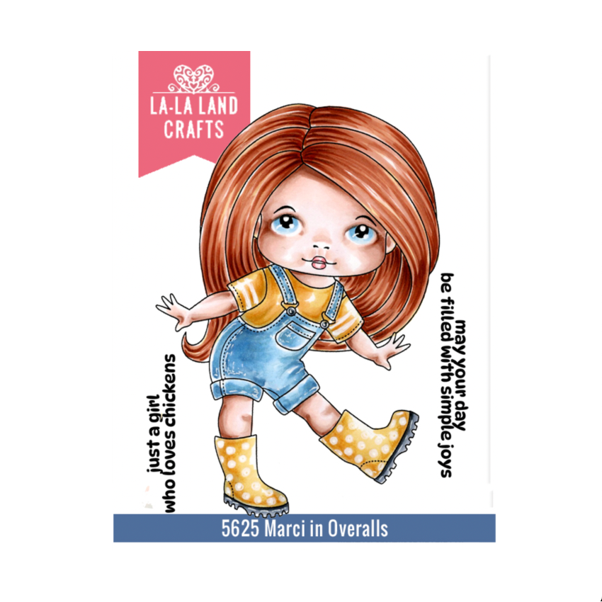 La-La Land Crafts Marci in Overalls Cling Rubber Stamp 5625