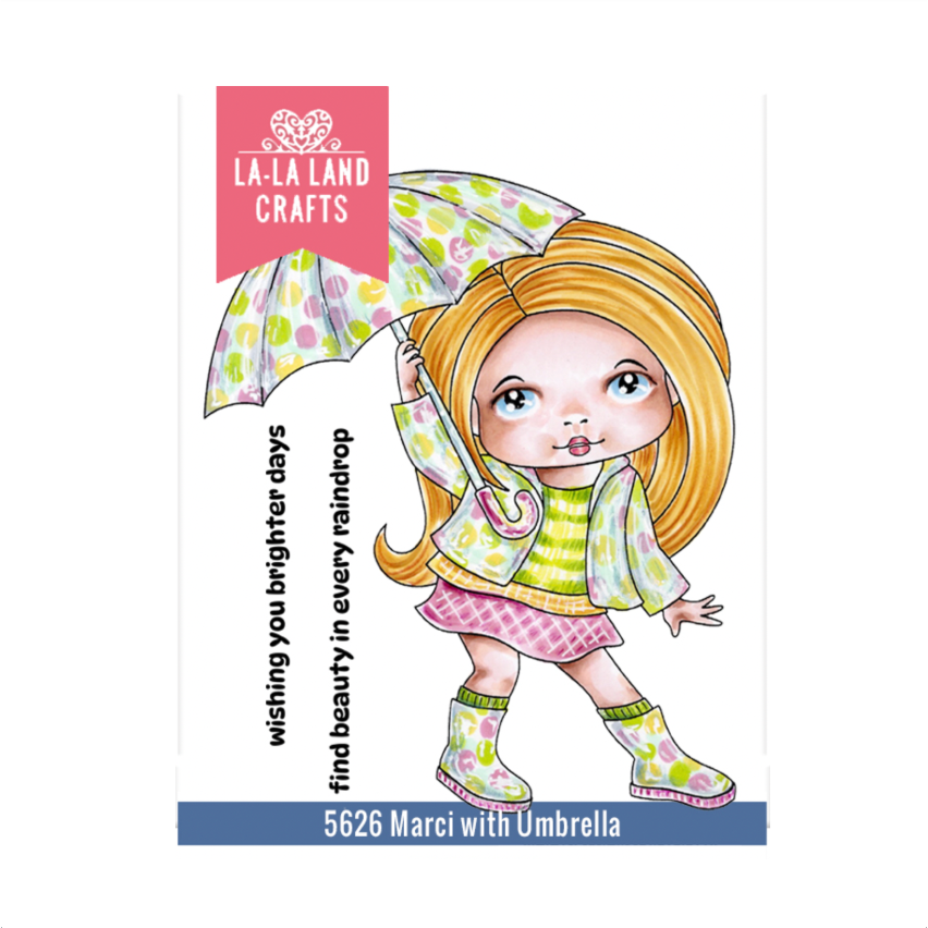 La-La Land Crafts Marci with Umbrella Cling Rubber Stamp 5626