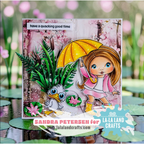 La-La Land Crafts Marci with Umbrella Cling Rubber Stamp 5626 lily pads