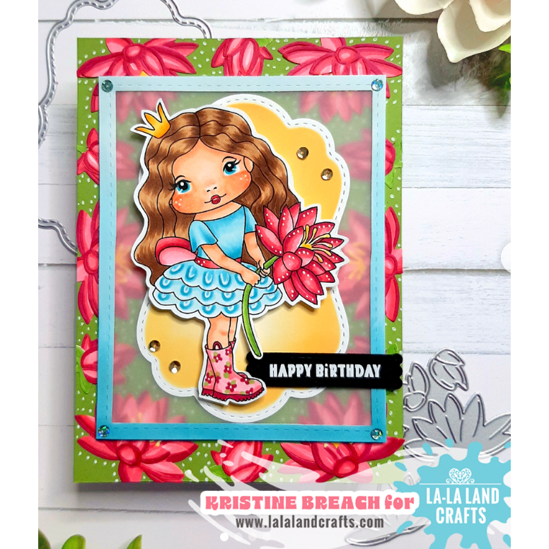 La-La Land Crafts Marci with Water Lily Cling Stamp 5573 happy birthday