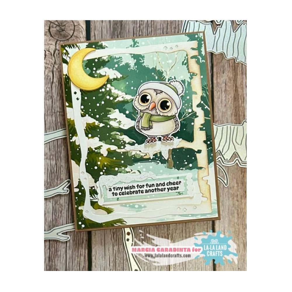 La-La Land Crafts Moon Frame Dies 9028 forest background card