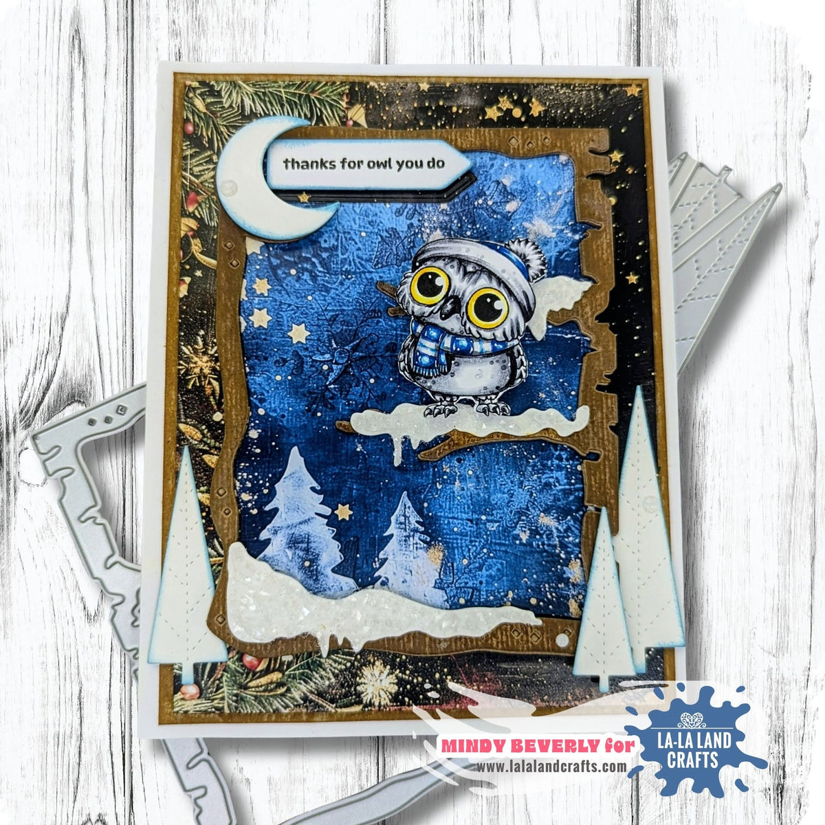 La-La Land Crafts Moon Frame Dies 9028 gold stars thanks card