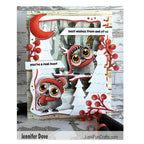 La-La Land Crafts Moon Frame Dies 9028 red berries white trees card