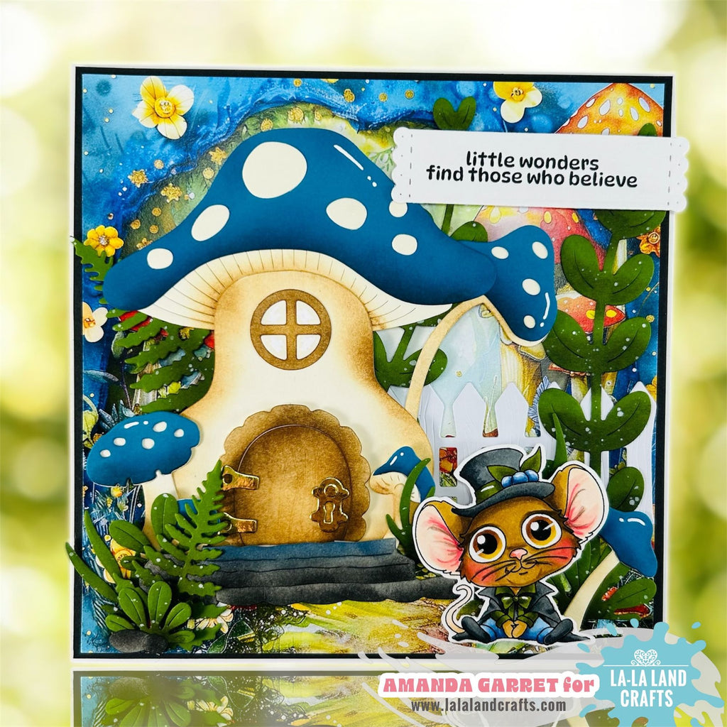 La-La Land Crafts Mushroom House Dies 8990 blue mushrooms