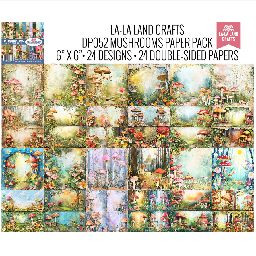 La-La Land Crafts Mushrooms 6x6 inch Paper Pack dp052 image 1