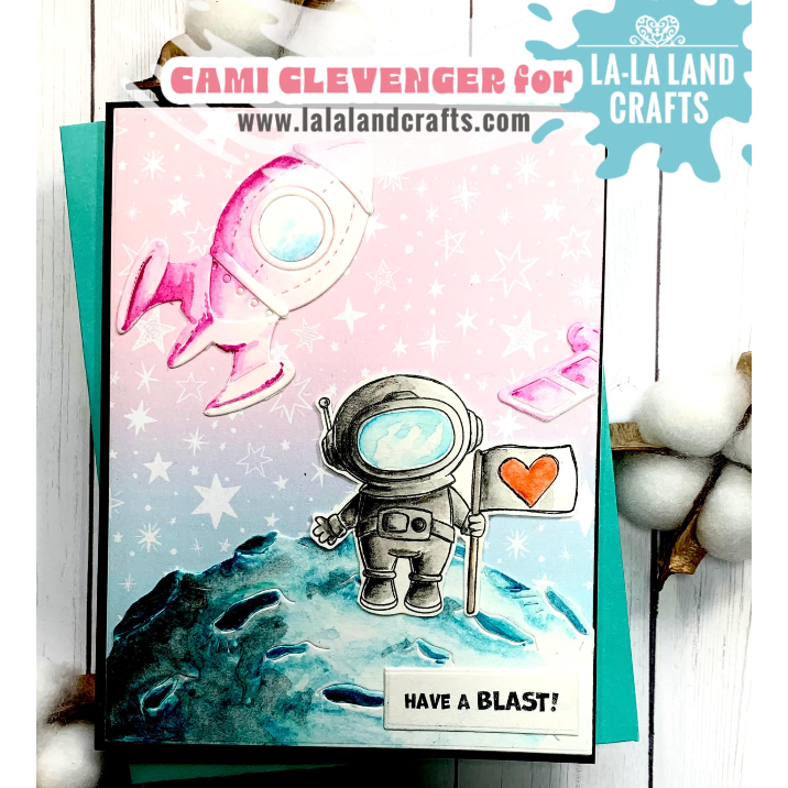 La-La Land Crafts Outer Space Clear Stamps Cling Stamp and Die Bundle flag