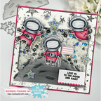 La-La Land Crafts Outer Space Clear Stamps Cling Stamp and Die Bundle shaker card