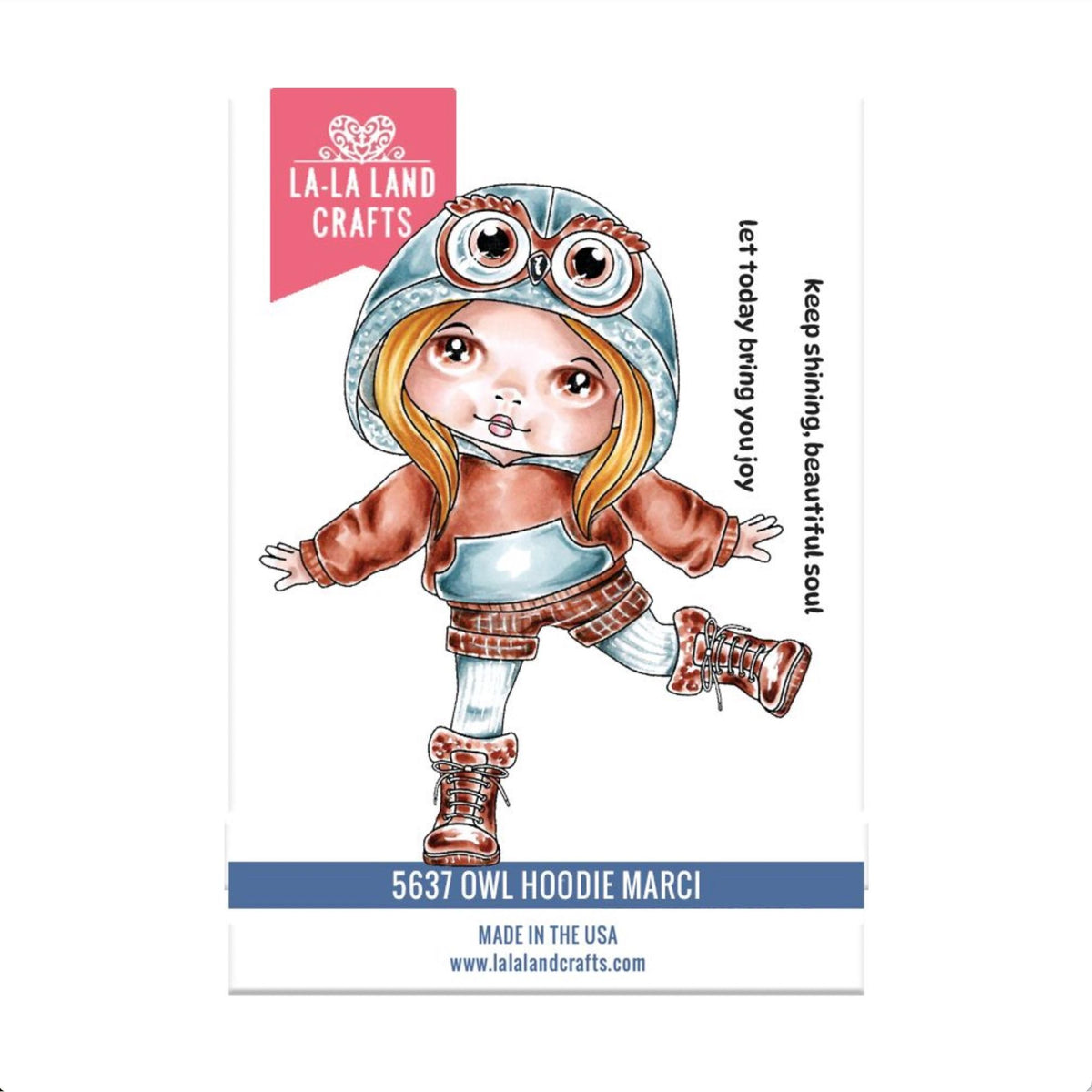 La-La Land Crafts Owl Hoodie Marci Cling Stamp 5637