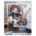 La-La Land Crafts Owl Hoodie Marci Cling Stamp 5637 pinecones owl card