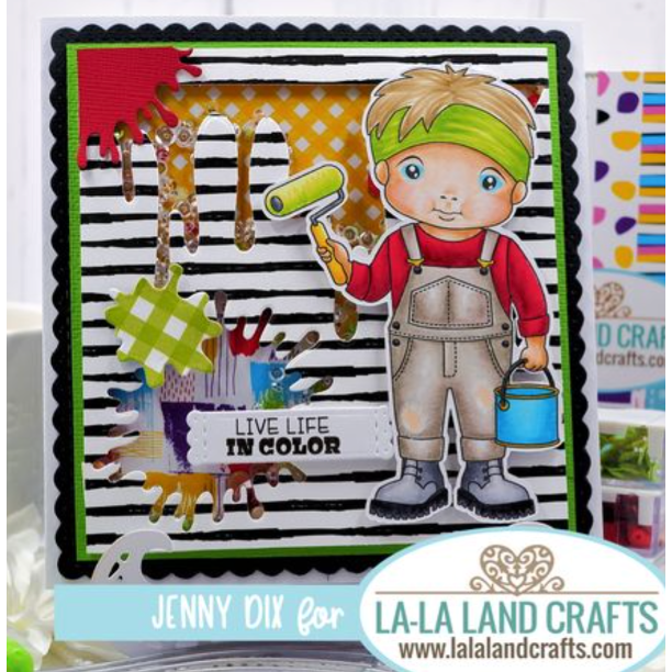 La-La Land Crafts Painter Luka Cling Stamps 5518 shaker card