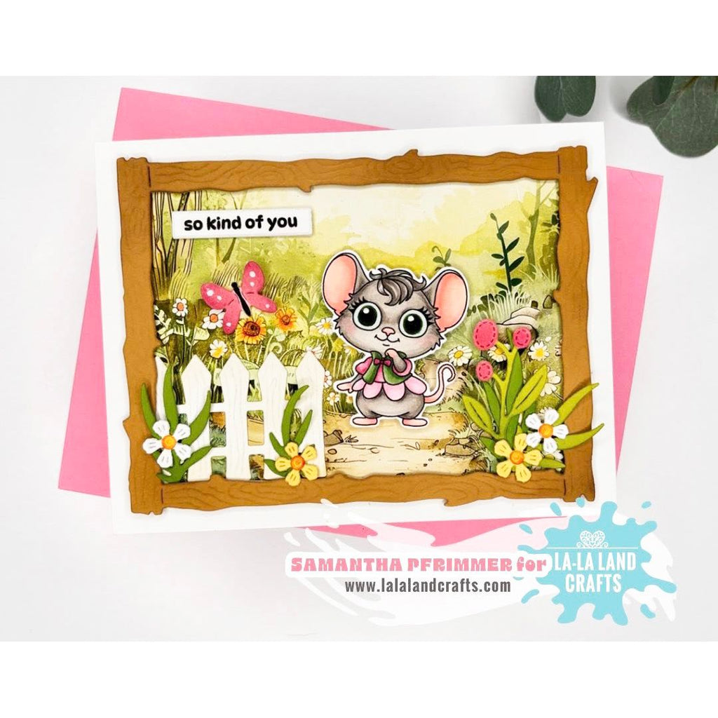 La-La Land Crafts Picket Fence Die 8989 mouse in a vest