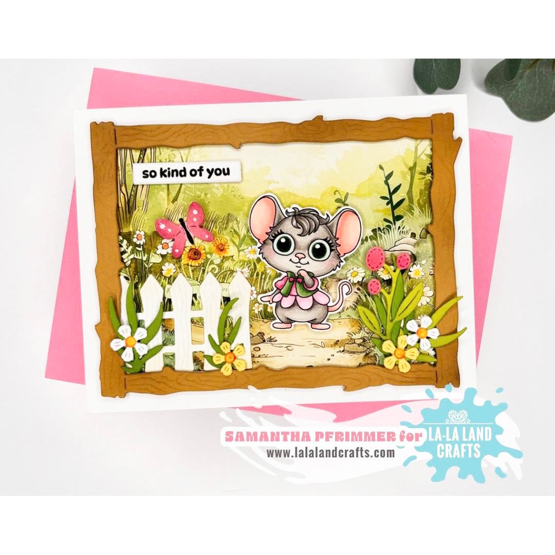 La-La Land Crafts Picket Fence Die 8989 mouse in a vest