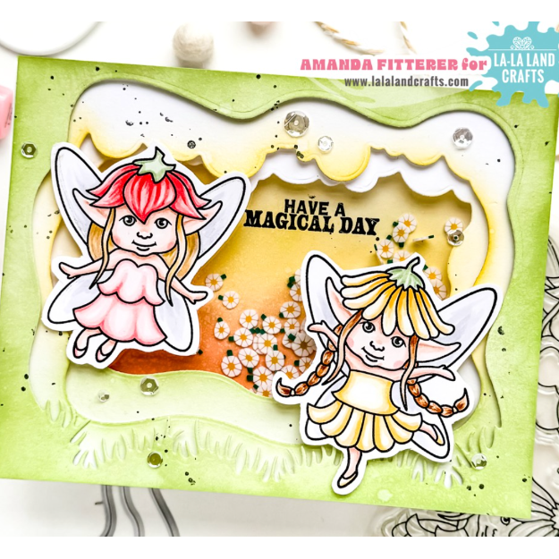 La-La Land Crafts Pixie Wishes Clear Stamps cl131 shaker card